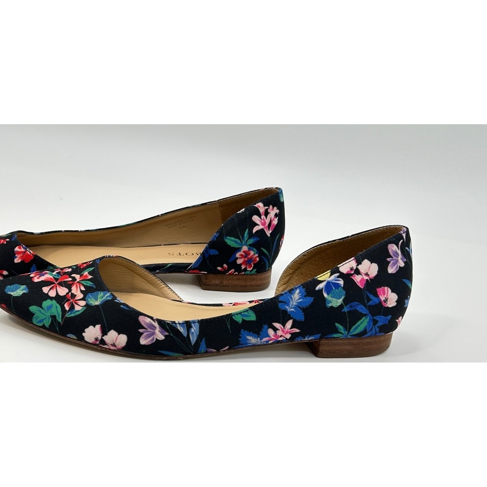 Talbots Floral D'Orsay Flats Black Pointed Toe Ballet Shoes Size 8 Elegant - Picture 4 of 9